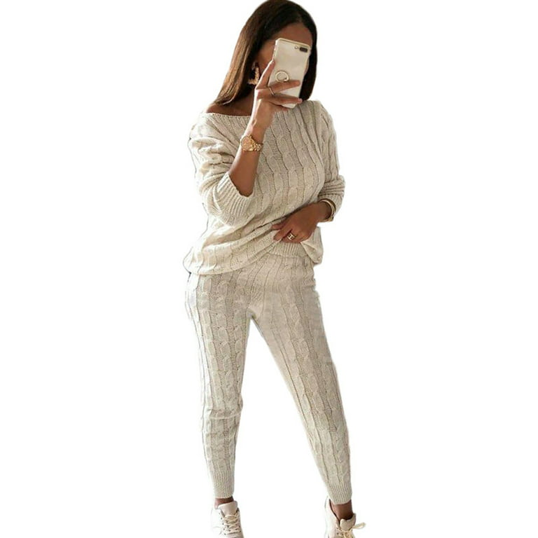 Fashion Casual Knitted Suit Knitwear Pullover Knit Pants Trousers