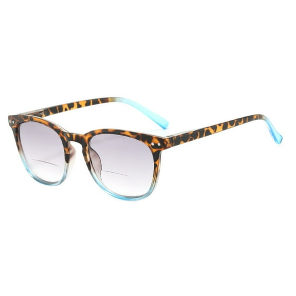Women BIFOCAL Tortoiseshell Blue Reading Glasses 1.50 Gradient Gray Men Square Sunglasses Spring Hinge Readers +1.50
