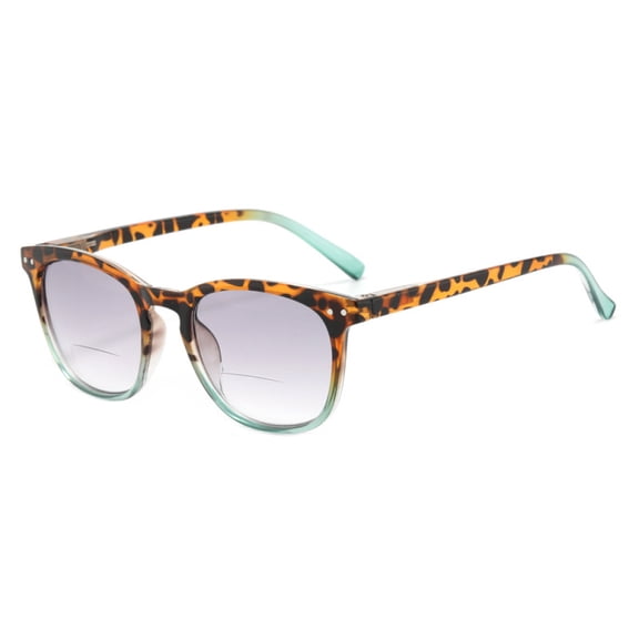 Women BIFOCAL Tortoiseshell Green Reading Glasses 1.00 Gradient Gray Men Square Sunglasses Spring Hinge Readers +1.00