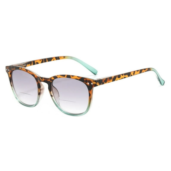 Women BIFOCAL Tortoiseshell Green Reading Glasses 1.50 Gradient Gray Men Square Sunglasses Spring Hinge Readers +1.50