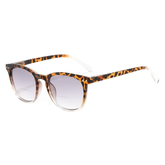 Women BIFOCAL Tortoiseshell Transparent Reading Glasses 1.50 Gradient Gray Men Square Sunglasses Spring Hinge Readers +1.50