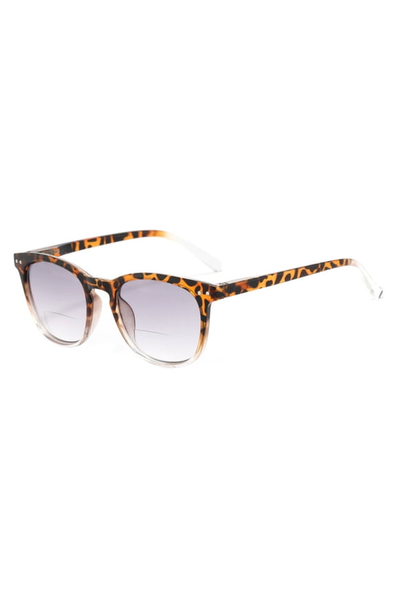 Women BIFOCAL Tortoiseshell Transparent Reading Glasses 1.50 Gradient Gray Men Square Sunglasses Spring Hinge Readers +1.50