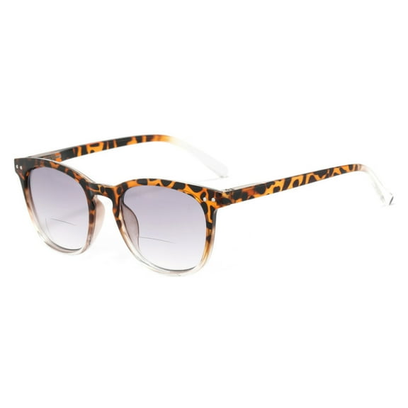 Women BIFOCAL Tortoiseshell Transparent Reading Glasses 2.00 Gradient Gray Men Square Sunglasses Spring Hinge Readers +2.00
