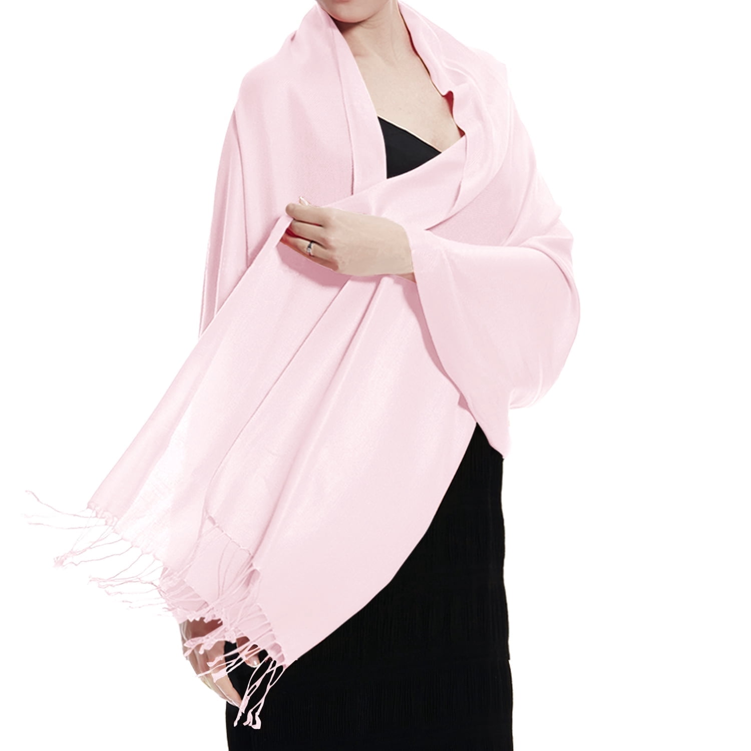Solid Soft Pink Color TZ Promise Women Light Pink Pashmina Shawl and Wrap, Solid Color Scarf ...