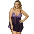 thumbnail image 1 of Women Baby Doll Lingerie Transparent Plus Size Lace V-neck Sleepwear Dress, 1 of 2
