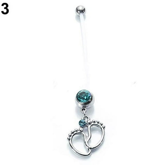 Women Baby Feet Flexible Bar Pregnancy Maternity Belly Navel Ring Body Piercing