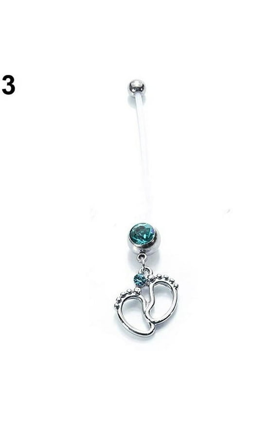 Women Baby Feet Flexible Bar Pregnancy Maternity Belly Navel Ring Body Piercing
