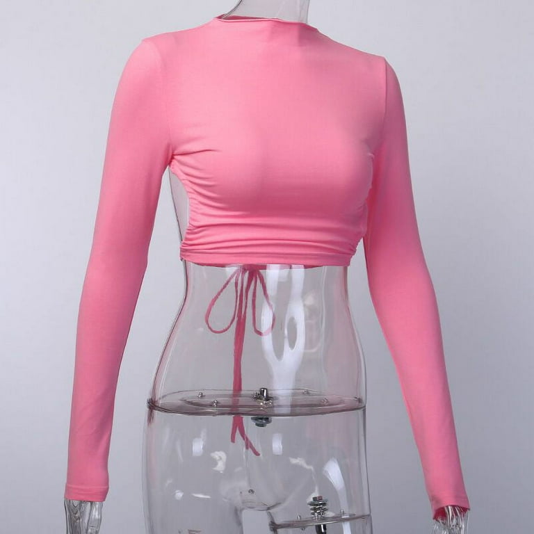 Solid Color Backless Hollow Bandage Sweater Tops Solid Color Backless Hollow Bandage Sweater Tops