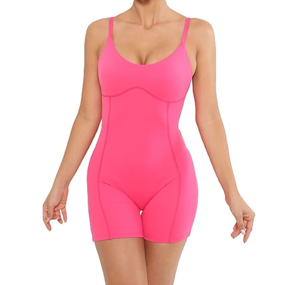 Women Backless Bodysuit Short Jumpsuit Summer Casual Bodycon Shapewear Playsuit Strappy Sexy V Neck Cami Top Stretch Workout All in One Shorts Jumpsuits Yoga Rompers