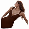 thumbnail image 1 of Women Backless Dress V Neck Sleeveless Open Back Split Maxi Dress Party Cocktail Brown S, 1 of 6