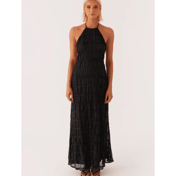 Women Backless Maxi Beach Dress Spaghetti Strap Halter Smocked Long Dress Flowy Vacation Sundress