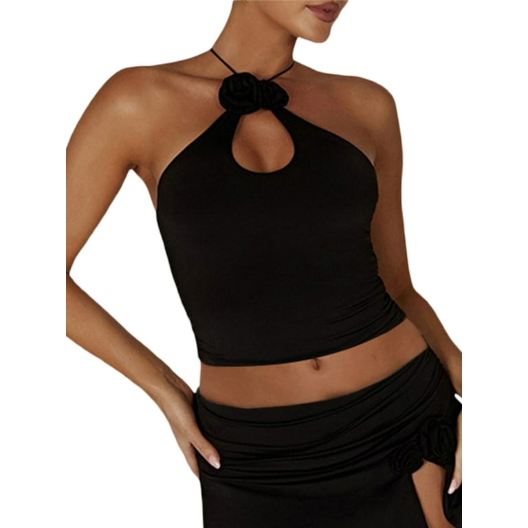 Sexy mesh crop top long sleeve halter backless y2k top fashion patchwork camisole off shoulder shir new arrivals