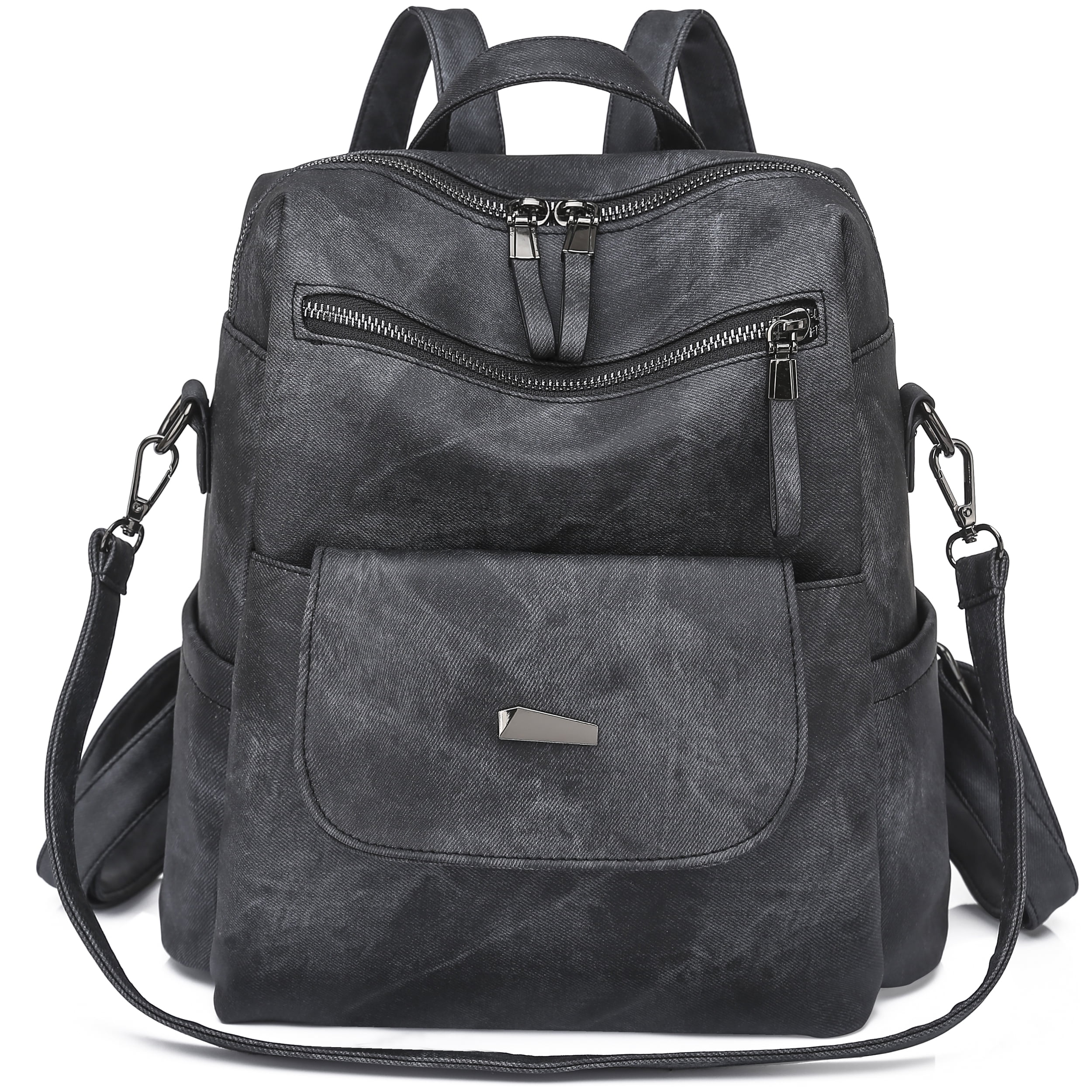 Women Backpack Anti theft PU Leather Designer Travel Backpack Fashion Shoulder Handbag Black