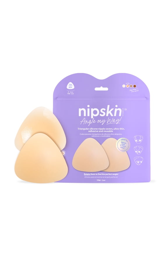 Angle My Way Triangular Adhesive Nipple Covers, Silicone Pasties, Vanilla, Reusable, 1 Pair