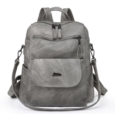 Women Backpack PU Leather Designer Travel Backpack , Fashion Shoulder Handbag for Women Girls, Grey