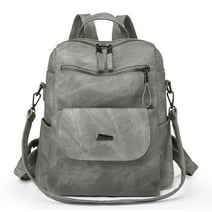 Women Backpack PU Leather Designer Travel Backpack , Fashion Shoulder Handbag for Women Girls, Grey