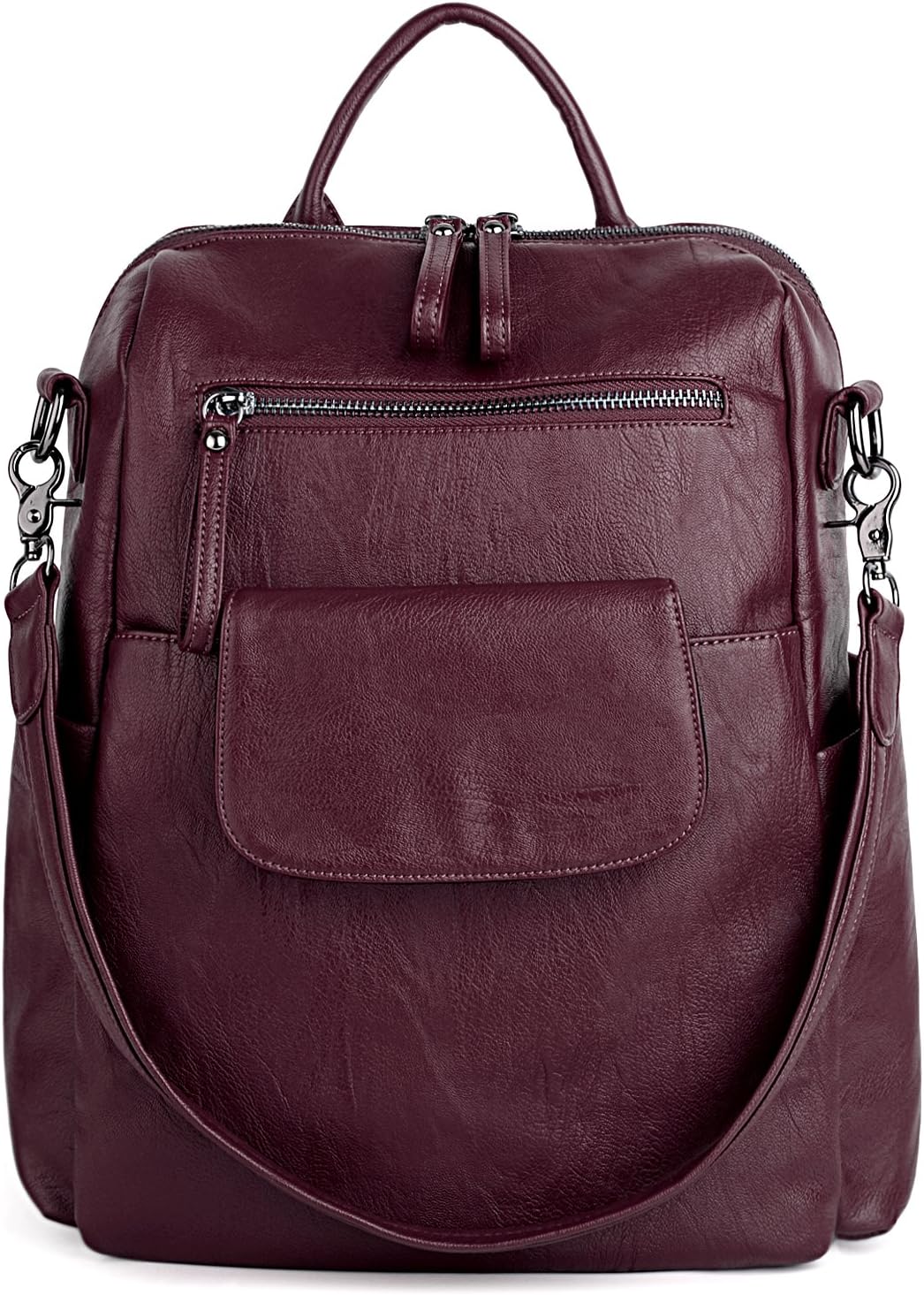 Women Backpack Purse 3 ways PU Washed Leather Ladies  display picture 2