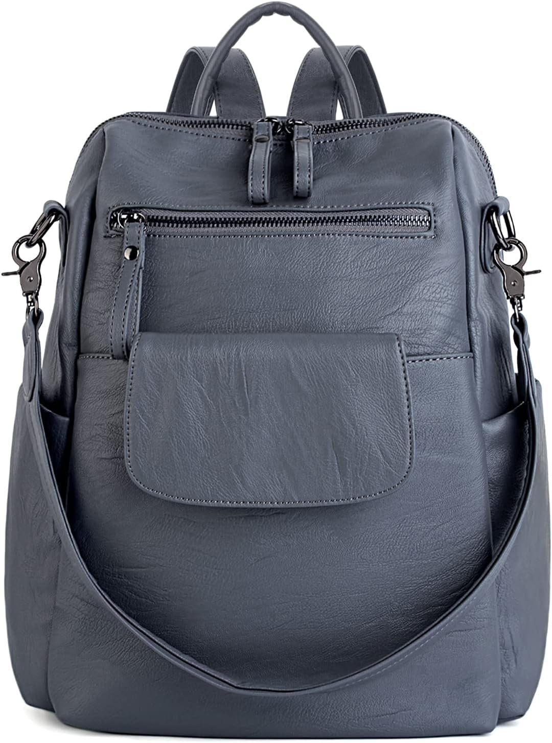 PU Washed Leather 3-Way Backpack Purse Large Capacity Rucksack Leather Three Way Backpack (#1516-02) main image 3