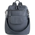 thumbnail image 1 of Women Backpack Purse 3 ways PU Washed Leather Ladies Rucksack Shoulder Bag C Purple, 1 of 8