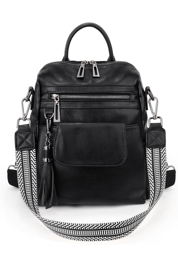 Women Backpack Purse 3 ways PU Washed Leather Ladies Rucksack Shoulder Bag C Purple