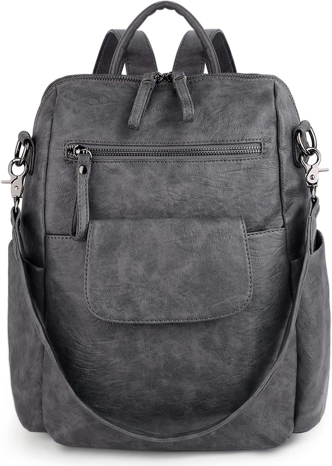 Women Backpack Purse 3 ways PU Washed Leather Ladies  display picture 3