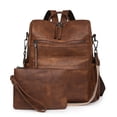 thumbnail image 1 of Women Backpack Purse Bag PU Leather Travel Backpack Purse for Ladies Shoulder Bags Satchel Handbag 2 Piece, 1 of 10