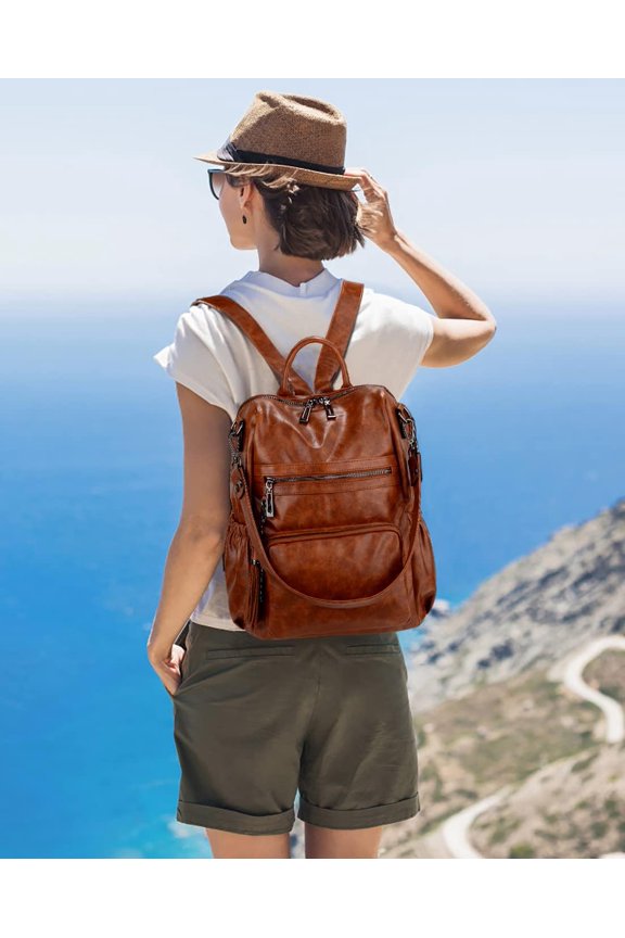 Women Backpack Purse Leather Vegan Ladies Fashion Designer Rucksack Convertible Travel Shoulder Bag with Tassel