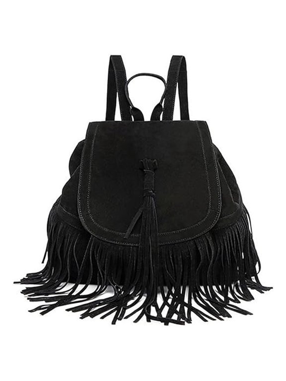 Women Backpack Purse Suede Fringed Tassel Shoulder Bag Fashion PU Leather Travel Bag Daypacks Purse
