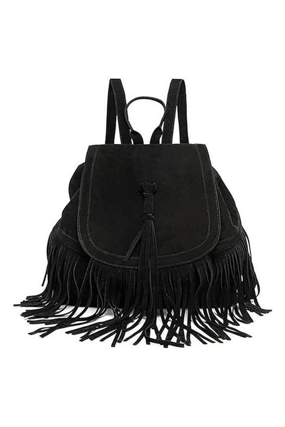 Women Backpack Purse Suede Fringed Tassel Shoulder Bag Fashion PU Leather Travel Bag Daypacks Purse