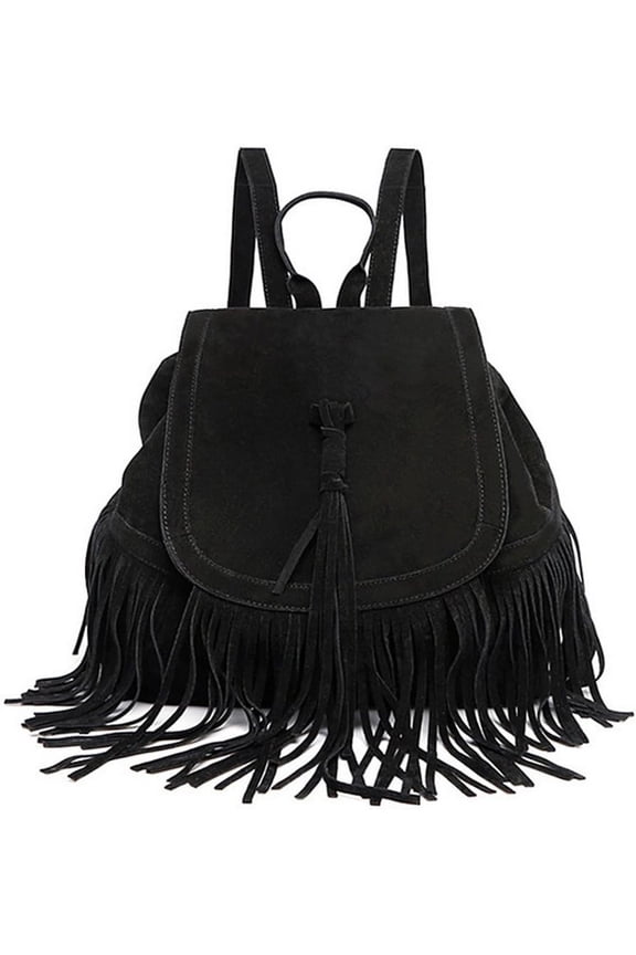 Women Backpack Purse Suede Fringed Tassel Shoulder Bag Fashion PU Leather Travel Bag Daypacks Purse