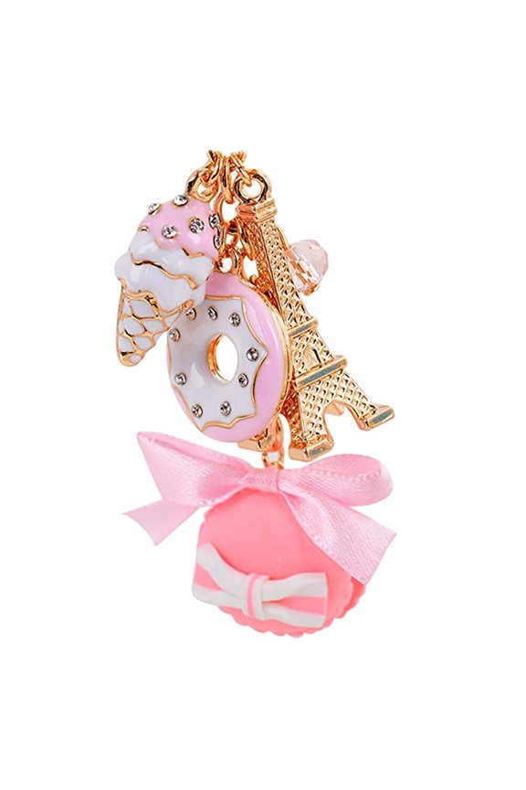 purse keychain Macarons Cake Keychain Fashion Resin 1Set Key Organizer