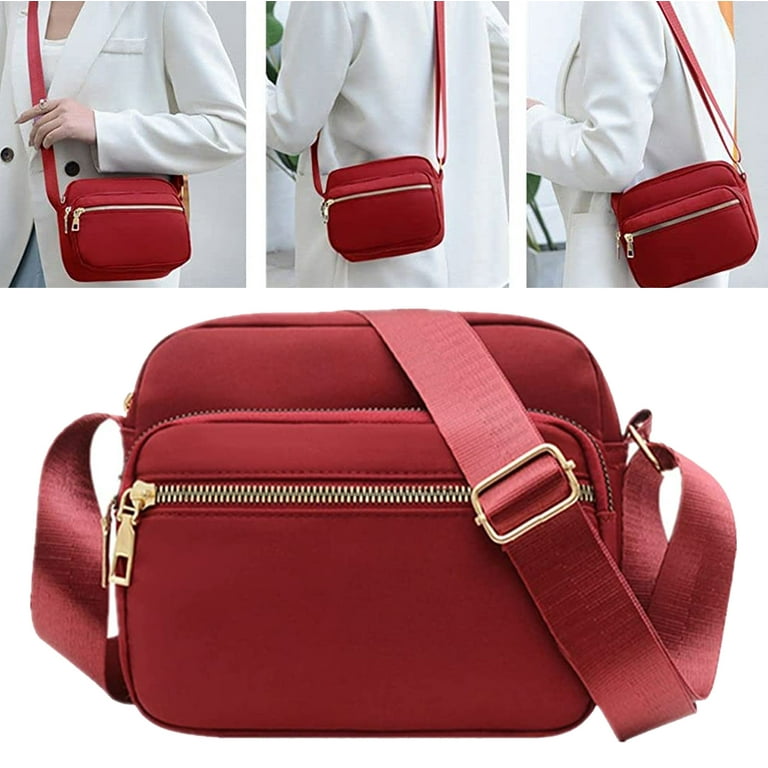 Women Bag Nylon Handbags Large Capacity Crossbody Bag Red