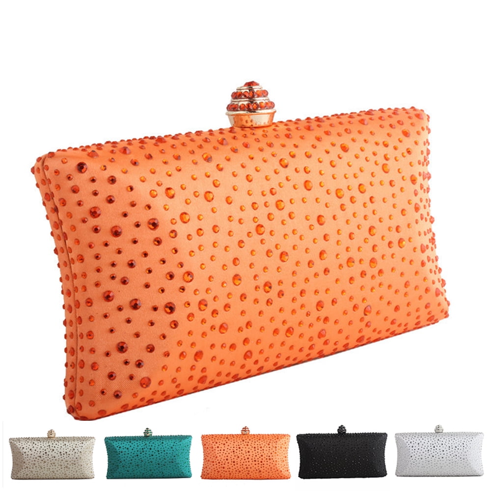 Women Bag Vintage Shoulder Hangbag Evening Bags Hard Case Box Clutch For Party Wedding Orange Walmart