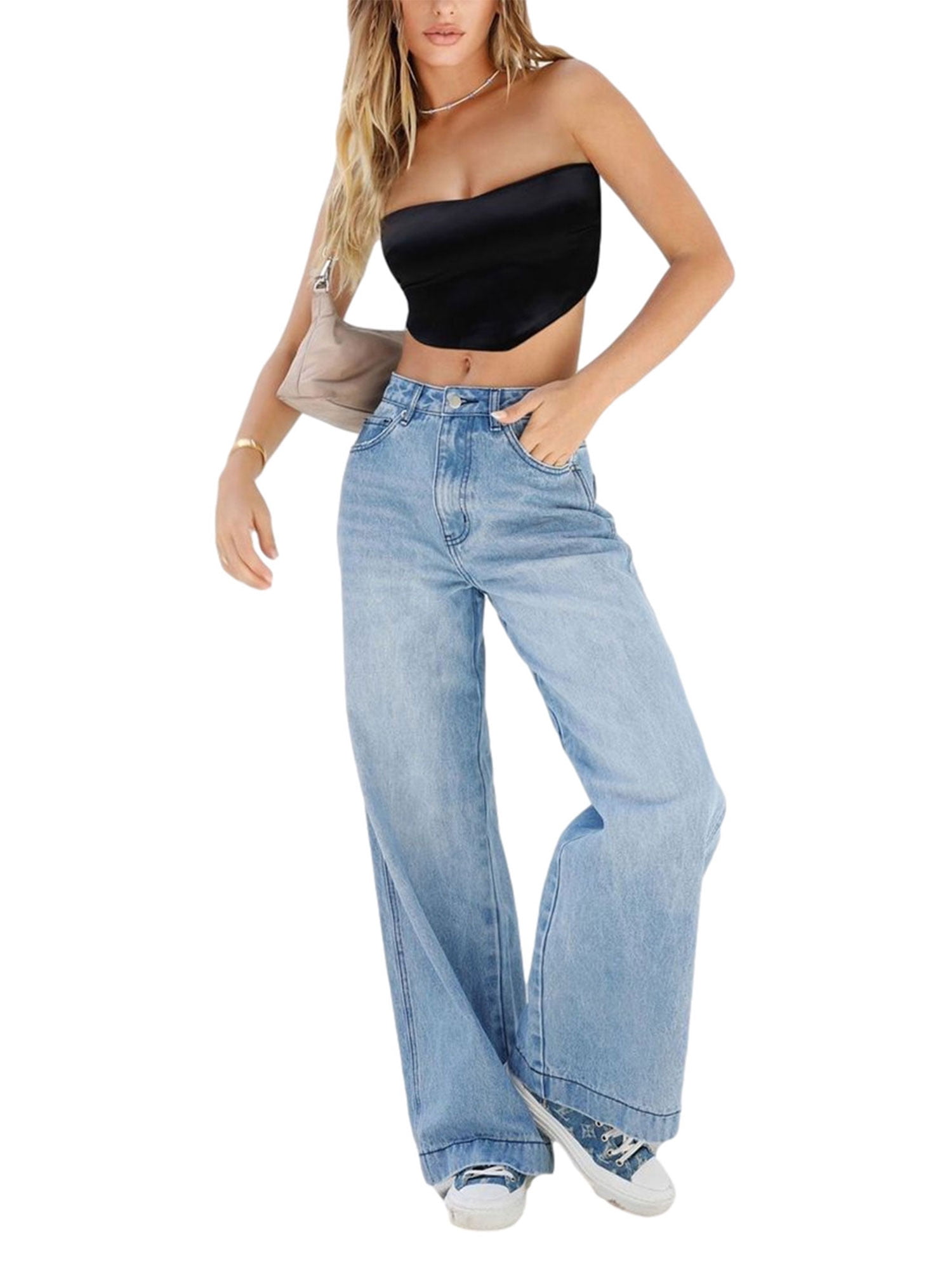 Women Baggy Jeans High Waist Wide Leg Denim Jeans Y2K Loose Denim Pants  E-Girl Streetwear Pants