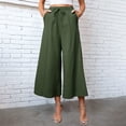 thumbnail image 1 of Women Baggy Pants Spring Flowy Business Casual Plain Elastic Waist Drawstring Wide Leg Capri Pants Summer Relaxed Loose Work Running Hiking Plus Size Sweatpants, 1 of 6