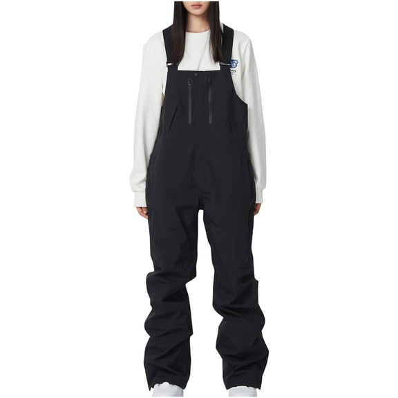 Women Baggy Ski Pants Men Snow Bibs Snowboard Overalls Insulated Warm Waterproof Windproof Winter Outdoor Sports Snowpants Black L