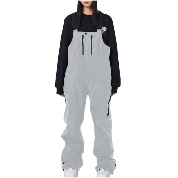 Women Baggy Ski Pants Men Snow Bibs Snowboard Overalls Insulated Warm Waterproof Windproof Winter Outdoor Sports Snowpants Gray XS