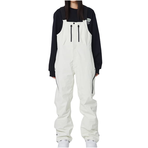 Women Baggy Ski Pants Men Snow Bibs Snowboard Overalls Insulated Warm Waterproof Windproof Winter Outdoor Sports Snowpants White XS