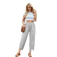 thumbnail image 1 of Women Baggy Wide Leg Pants Casual Elastic Waisted Palazzo Harem Pants with Pockets Light Gray S, 1 of 7