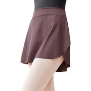 Women Ballet Dance Nylon Elastic Skirt with Side Slit Design