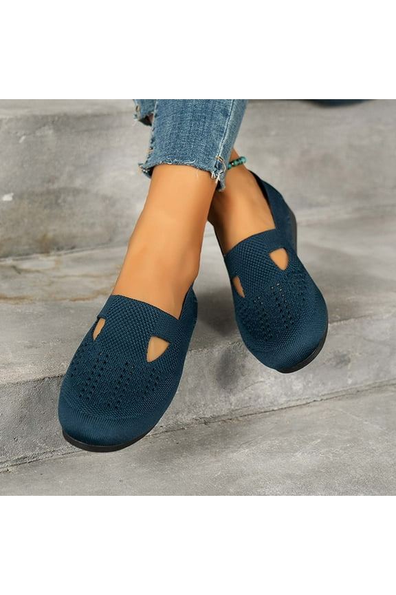 Women Ballet Flats Wedding Ballerina Shoes Foldable Comfort Slip on Flat Shoes Blue 8.5