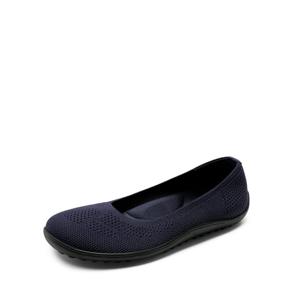 Women Ballet Flats Wide Toe Box Knit Slip On Shoes with Arch Support Comfortable Dressy Flats for Work Travel Business Casual