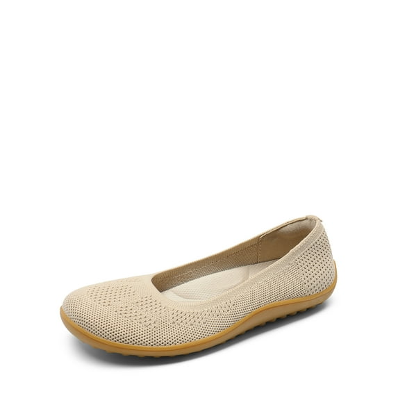 Women Ballet Flats Wide Toe Box Knit Slip On Shoes with Arch Support Comfortable Dressy Flats for Work Travel Business Casual