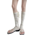 thumbnail image 1 of Women Ballet Leg Warmers, Sheer Tie Strap Scrunch Calf Socks for Layered Outfits, 1 of 8