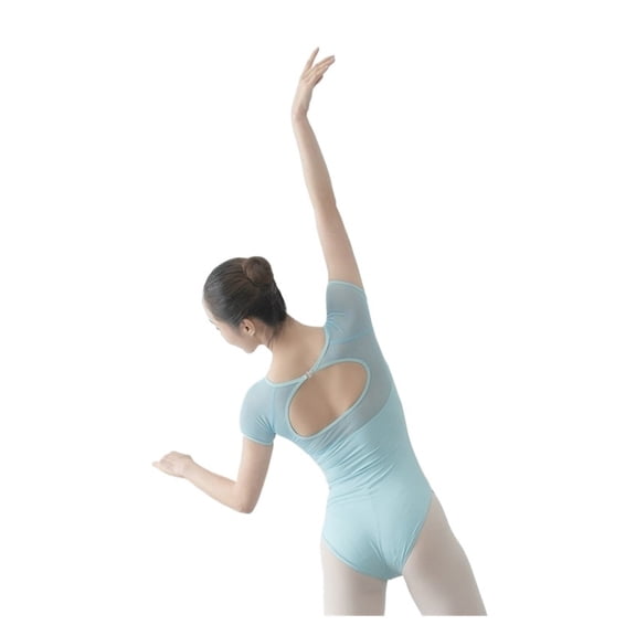Women Ballet Leotard Soft Silk Mesh Gymnastics Leotard Ballet Professional Costume Adult Wing Collar Bodysuit Swimwear