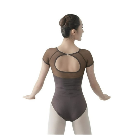 Women Ballet Leotard Soft Silk Mesh Gymnastics Leotard Ballet Professional Costume Adult Wing Collar Bodysuit Swimwear