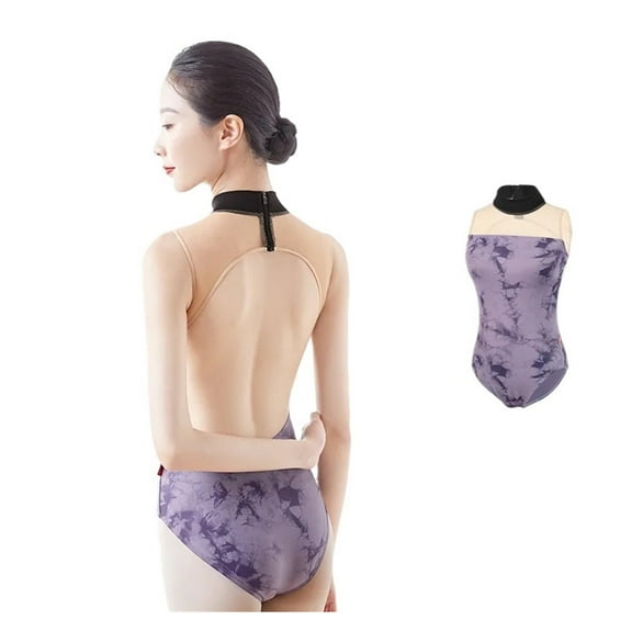 Women Ballet Leotards Backless Turtleneck Sleeveless Printing Leotard Adult Girls Skate Dancing Bodysuit Swimwear