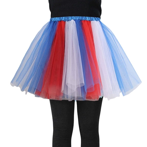 Women Ballet Mini Skirt Tutu Flowy Mesh Layered Costume Casual School Outfits Blue Skirt L