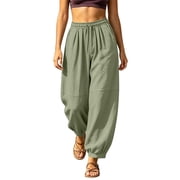 Women Cotton Linen Wide Leg Pants
