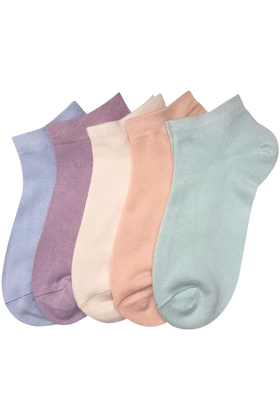 Women Bamboo Ankle Socks Thin Soft Low-Cut Lightweight Breathable Sock 5 Pairs (Assorted1,Medium)